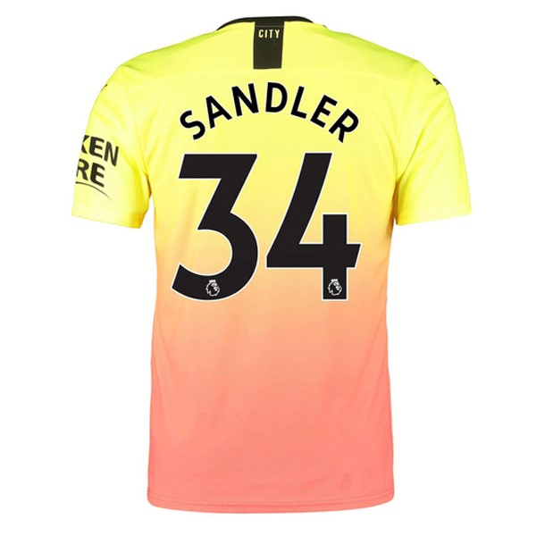 Camiseta Manchester City NO.34 Sandler 3ª 2019 2020 Naranja